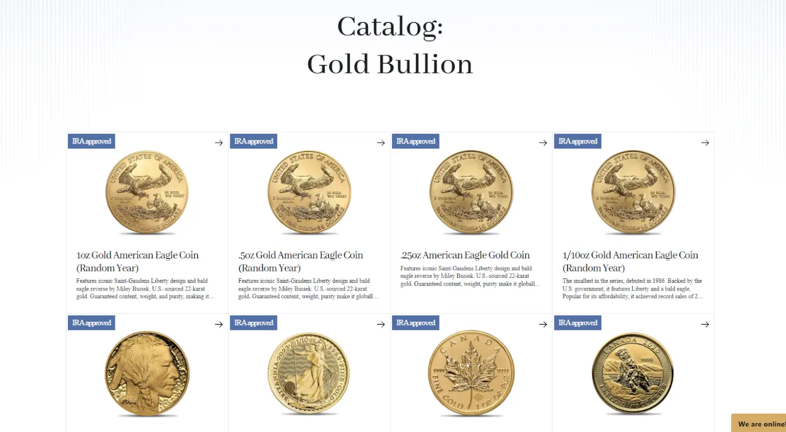 Augusta Precious Metals product catalog with photos