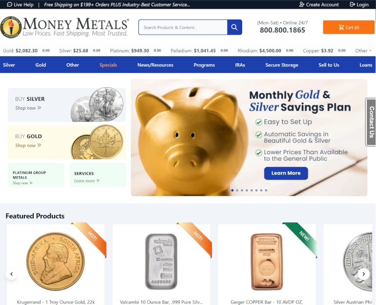 Money Metals Exchange Homepage